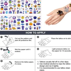 Halloween tillfälliga tatueringar klistermärken, halloween födelsedagsfest><noscript><img width=