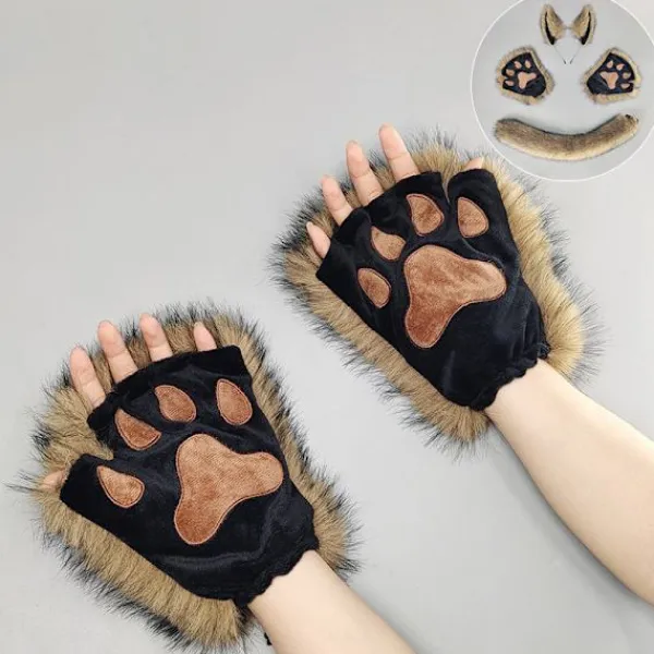 Halloween vävd dans varulv djur öra huvud dekoration kostym rekvisita varg öra pannband djur klo handskar varg svans kostym | Fyndiq> Tillbehör