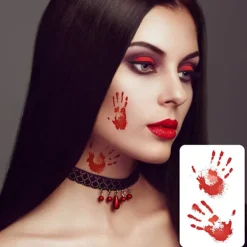Halloween Waterproof Fake Temporary Tattoos Stickers For Women Long-time Body Art Face Jewels Festival Accessories> Smink