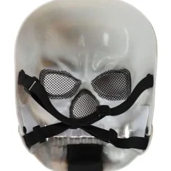 Halloween-dödskallemask med rörlig käke, unisex-vuxen cosplay-mask blodig läskig skelettmaskerad halv ansiktshjälm för Halloween-fest cosplay-dräkt><noscript><img width=