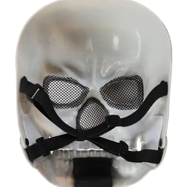 Halloween-dödskallemask med rörlig käke, unisex-vuxen cosplay-mask blodig läskig skelettmaskerad halv ansiktshjälm för Halloween-fest cosplay-dräkt> Masker
