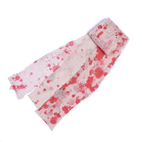 Halloween-dekorationsrekvisita, blodbandage-smink med blodgauzebandage, skräckdekoration hemsökt husrekvisita scen> Smink