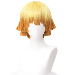 Halloweenfest Demon Slayer Agatsuma Zenitsu Cosplay Party Kostym Outfits Anime Set Gåvor One Size - Wig> Peruker