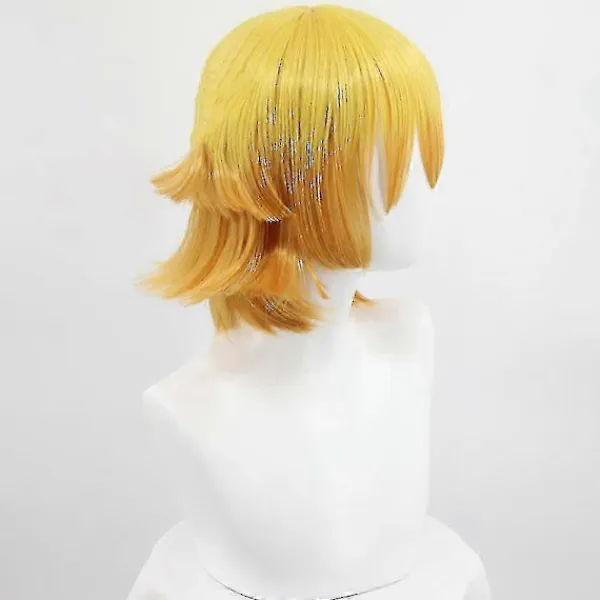 Halloweenfest Demon Slayer Agatsuma Zenitsu Cosplay Party Kostym Outfits Anime Set Gåvor L> Peruker