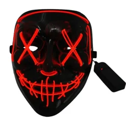 FMYSJ Halloween-fest LED-lysande neonmask skrämmande cosplay-stygn skräckmask lyser upp maskeradmask (FMY)> Masker
