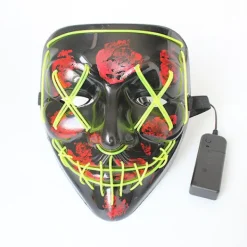 FMYSJ Halloween-fest LED-lysande neonmask skrämmande cosplay-stygn skräckmask lyser upp maskeradmask (FMY)><noscript><img width=