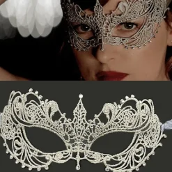 Halloween-fest Spetsmask Halv Ansikte och Sexig Festmask (Svart)><noscript><img width=