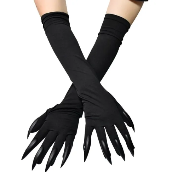 Halloween-Handskar för Vuxna Halloween-Klor Långa Svarta Djurfötter Handskar med Läskiga Långa Naglar Roliga Spöke Svarta Naglar> Tillbehör