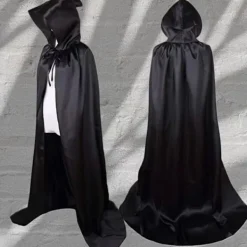 Halloween-kappa för Döden, Vampyr, Häxa, Festdräkt för Vuxna och Barn, Svart Kappa><noscript><img width=