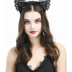 Halloween-katthuvudband, Makeup Party Spets Katthuvudband, Halloween Karneval Party Maskerad> Huvudbonader