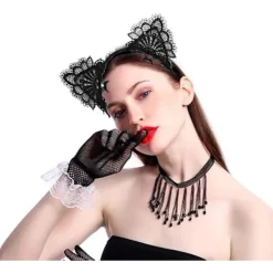 Halloween-katthuvudband, Makeup Party Spets Katthuvudband, Halloween Karneval Party Maskerad><noscript><img width=