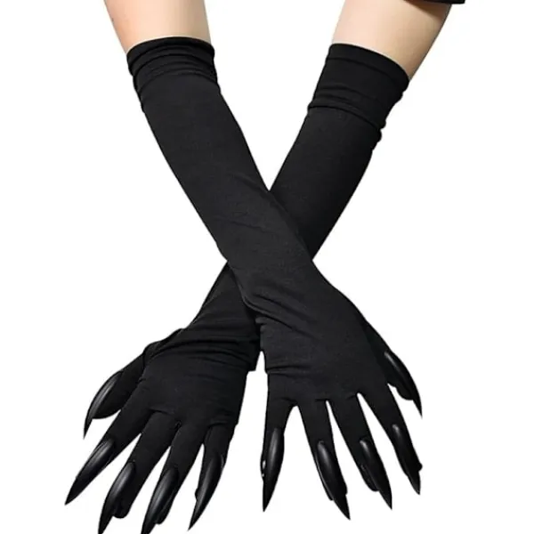Halloweenkostym Klovantar Långa Fingrar Svarta Partyhandskar Kattklor Halloween Rekvisita Varg handskar Handske Cosplay Kostym> Tillbehör
