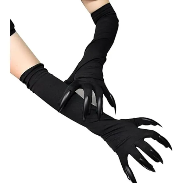 Halloweenkostym Klovantar Långa Fingrar Svarta Partyhandskar Kattklor Halloween Rekvisita Varg handskar Handske Cosplay Kostym> Tillbehör