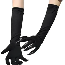 Halloweenkostym Klovantar Långa Fingrar Svarta Partyhandskar Kattklor Halloween Rekvisita Varg handskar Handske Cosplay Kostym><noscript><img width=
