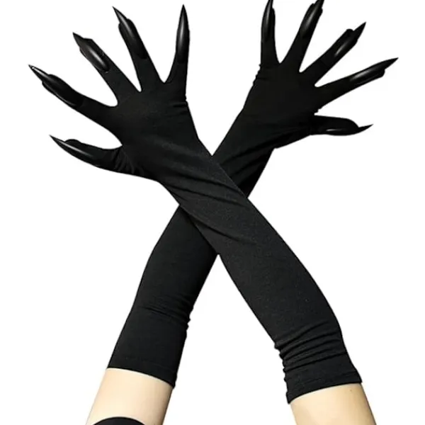 Halloweenkostym Klovantar Långa Fingrar Svarta Partyhandskar Kattklor Halloween Rekvisita Varg handskar Handske Cosplay Kostym> Tillbehör