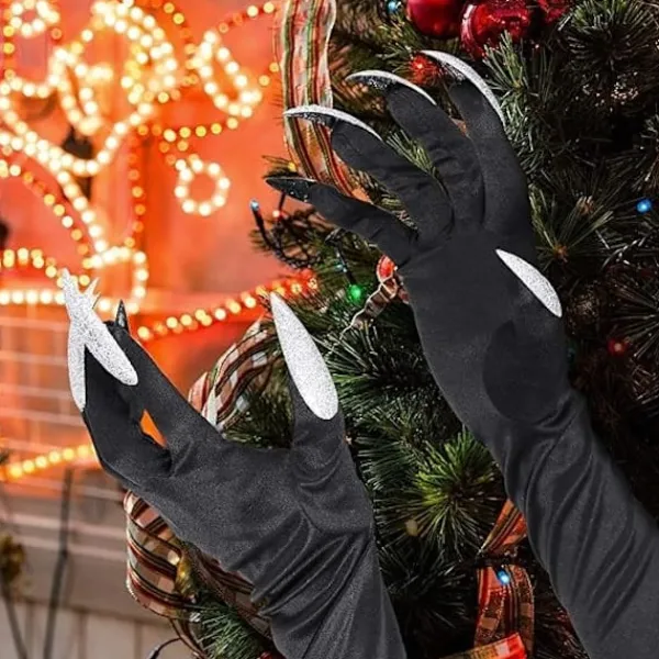 Halloweenkostym Klovantar Långa Fingrar Svarta Partyhandskar Kattklor Halloween Rekvisita Varg handskar Handske Cosplay Kostym> Tillbehör