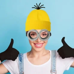 Halloweenkostym Mössa Minion-glasögon Handskar Maskeradkostym Despicable Me Cosplay Tillbehör Vuxen[JUN]><noscript><img width=