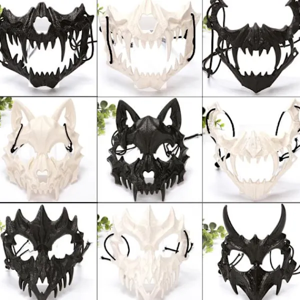 Halloween-kostym, skallemask, drake, tiger, yak, Tengu No,> Masker