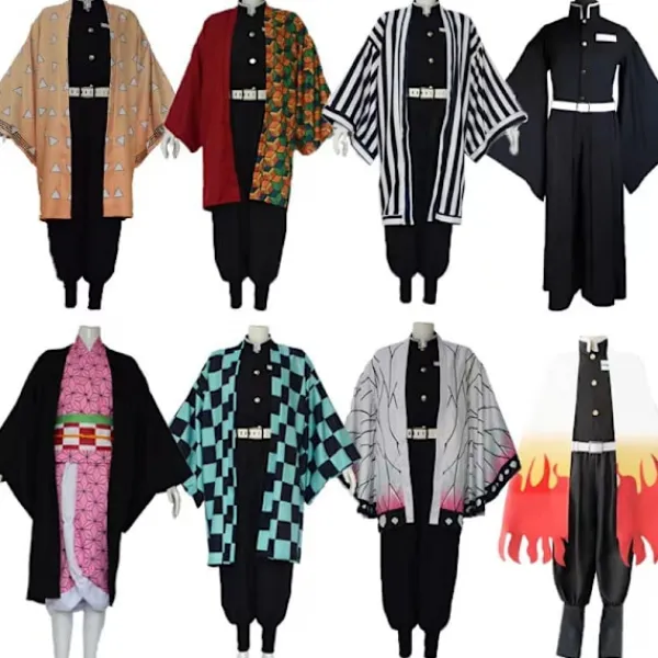 Halloweenkostymer: Demon Slayer: Kimetsu no Yaiba, Tanjiro Kamado, Nezuko, Agatsuma, Zenitsu och Tomioka Giyuu> Peruker