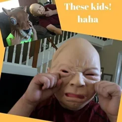 Halloween-kostymfest Baby Mask Full Head för vuxna Latex Cry Baby Mask><noscript><img width=