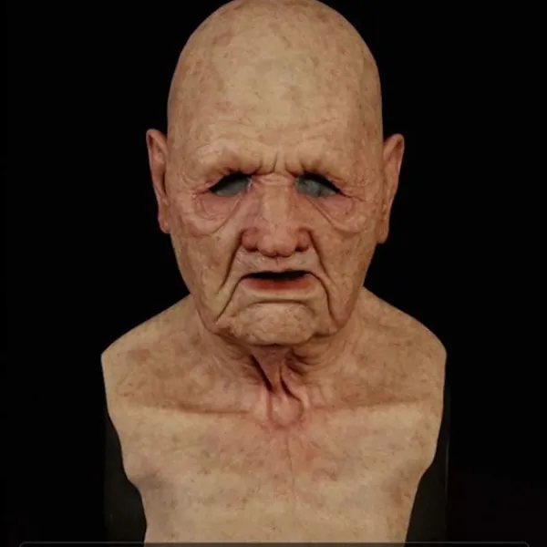 Halloween-latexmask - Gammal man Dekor Realistisk Ansiktsmask för Mänsklig Rynka-FM- A> Masker