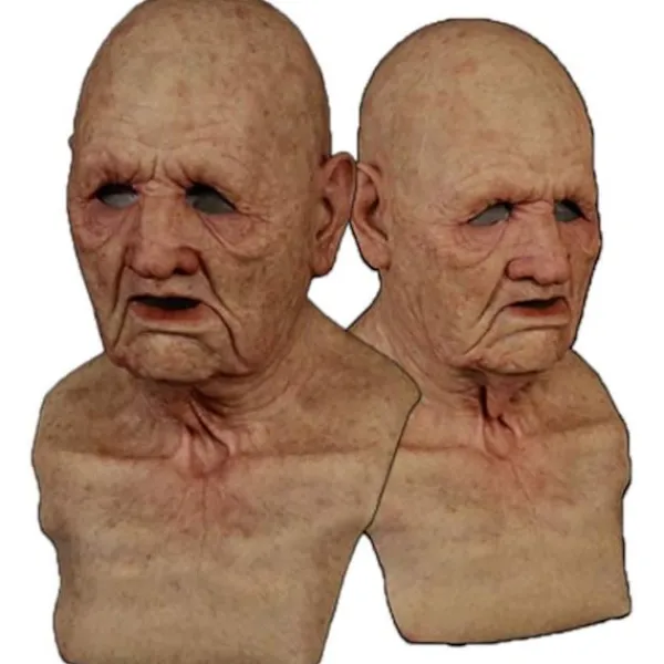 Halloween-latexmask - Gammal man Dekor Realistisk Ansiktsmask för Mänsklig Rynka-FM- A> Masker