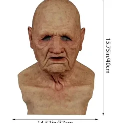 Halloween-latexmask - Gammal man Dekor Realistisk Ansiktsmask för Mänsklig Rynka-FM- A><noscript><img width=