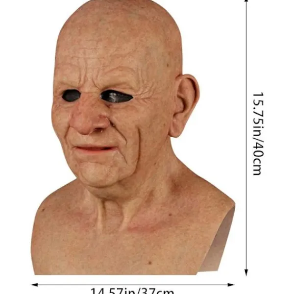 Halloween-latexmask - Gammal man Dekor Realistisk Ansiktsmask för Mänsklig Rynka E> Masker