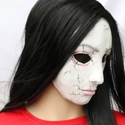 Bluedio Halloween-mask för män, skräckspökhus, rumflykt, skelett, kvinnligt spöke, zombie, äcklig, läskig grimas, huvudskydd> Masker