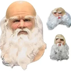 Halloweenmask för vuxna, Jultomtemask med vitt skägg Latex Jul söta barn Vuxna helmasker för Cosplay Kostym Julparty Karneval> Masker