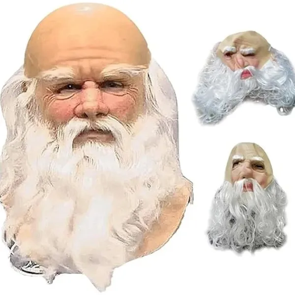 Halloweenmask för vuxna, Jultomtemask med vitt skägg Latex Jul söta barn Vuxna helmasker för Cosplay Kostym Julparty Karneval> Masker