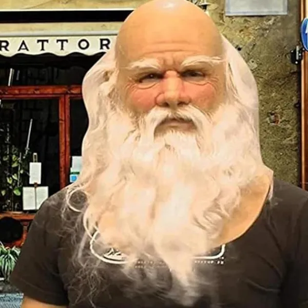 Halloweenmask för vuxna, Jultomtemask med vitt skägg Latex Jul söta barn Vuxna helmasker för Cosplay Kostym Julparty Karneval> Masker