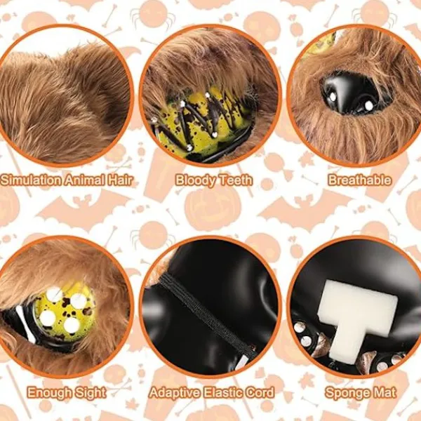Halloweenmask, Läskiga Björnmasker, Kostymmasker för Vuxna och Barn, Blodiga Björnmasker> Masker