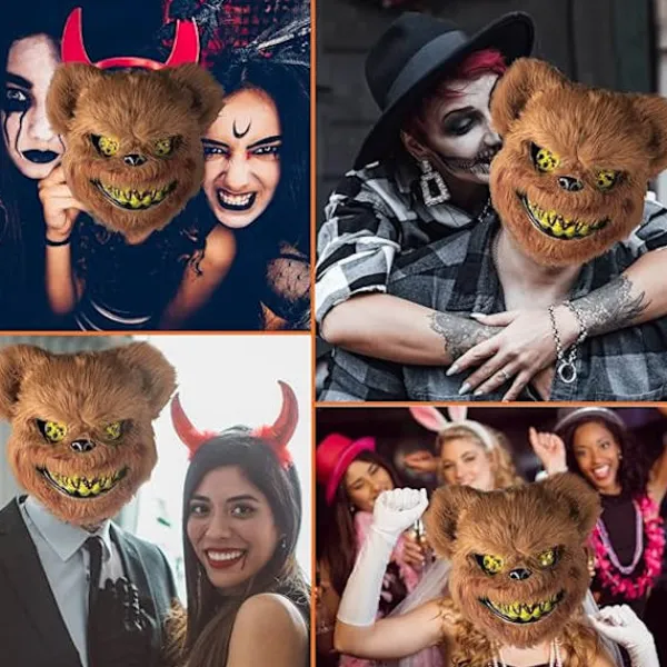 Halloweenmask, Läskiga Björnmasker, Kostymmasker för Vuxna och Barn, Blodiga Björnmasker> Masker