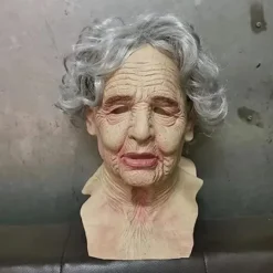 Halloweenmask Realistisk Gammal Mansmask Skrämmande Mänsklig Latexmask, Skrämmande Rynkig Mask Halloween Cosplay Kostym Mask Party Rekvisita><noscript><img width=