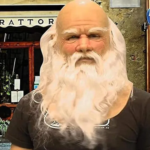 Halloweenmasker för Vuxna, Jultomtemask med Vitt Skägg i Latex, Söt Julmask för Barn och Vuxna, Helansiktsmasker för Cosplay Kostym Julfest Karneval | Fyndiq> Masker