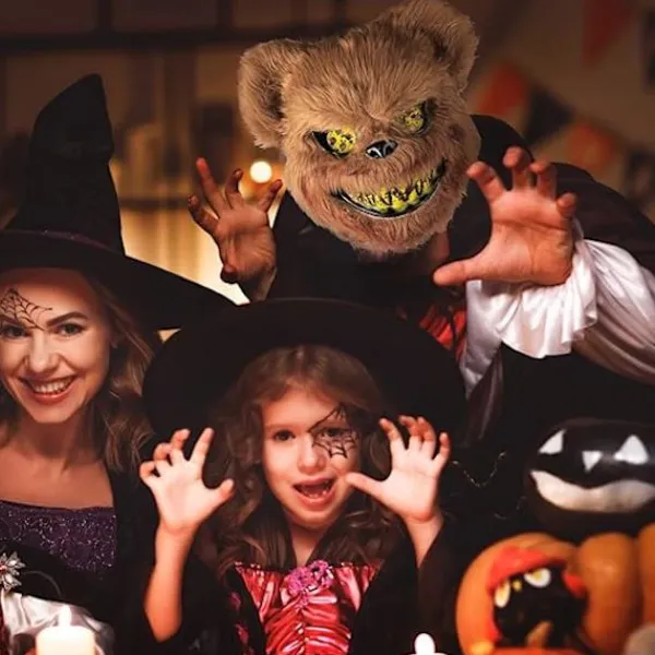 Halloweenmasker, Läskiga Björnmasker, Kostymmasker för Vuxna och Barn, Blodiga Björnmasker> Masker