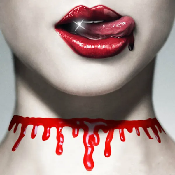 Halloween-prydnader, halsband, blodfläckade halsband, röda imitationsslående halsband> Smink