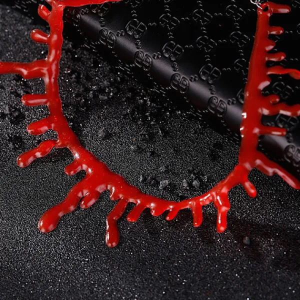 Halloween-prydnader, halsband, blodfläckade halsband, röda imitationsslående halsband> Smink