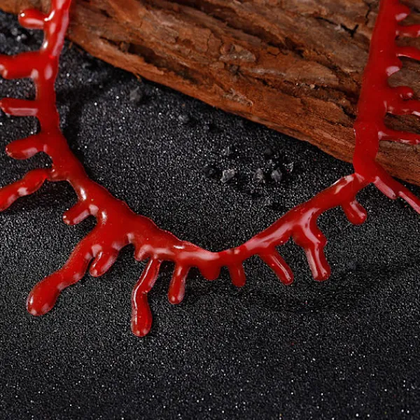 Halloween-prydnader, halsband, blodfläckade halsband, röda imitationsslående halsband> Smink