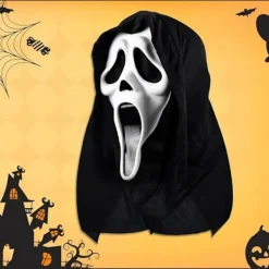 Halloween-skräckmask, skrikmask, Ghostface, läskig film för barn och vuxna, lämplig för spökhus, temafester och rollspel> Masker