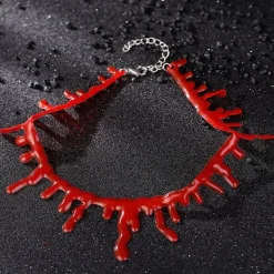 Halloween-smycken, halsband, blodfläckade halsband, röd imitation blödande ha><noscript><img width=