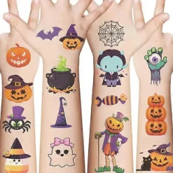 Halloween-tatueringar för barn - 10 ark med Halloween-tatueringar för pojkar och flickor, Halloween-dekorationspresenter Halloween-serie (10 stycken/förpackning) | Fyndiq> Smink