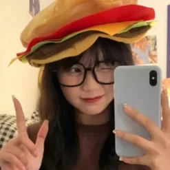 Hamburgerhatt för vuxna Söt Rolig Realistisk Bekväm Stretchig Kostymtillbehör Mjuk Herr Dam Snabbmat Hamburgerkeps för Present> Huvudbonader
