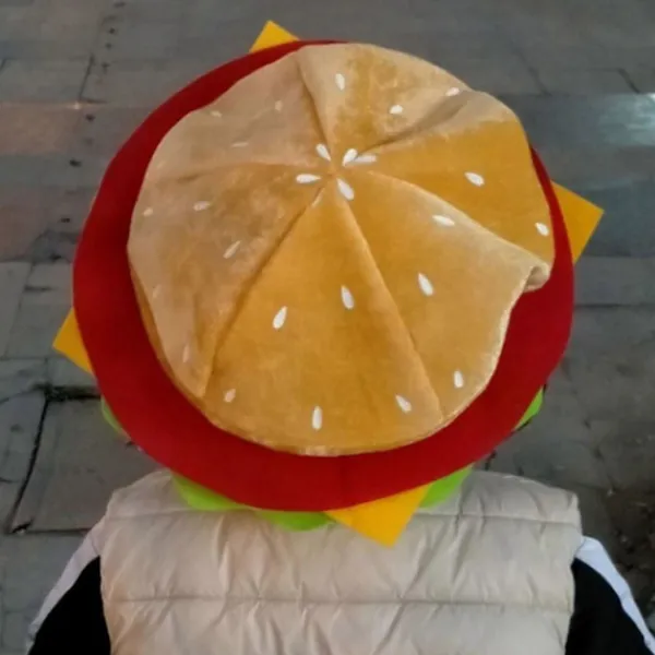 Hamburgerhatt för vuxna Söt Rolig Realistisk Bekväm Stretchig Kostymtillbehör Mjuk Herr Dam Snabbmat Hamburgerkeps för Present> Huvudbonader