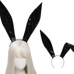 Handgjord pannband i läder med kaninöron, hårtillbehör för prestationer (B)><noscript><img width=