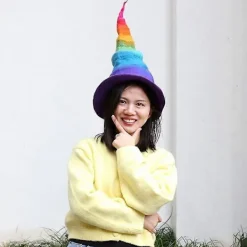 TryggHandla Handgjord Regnbåge Trollkarlshatt Rolig Infällbar Häxhatt Gradient Hatt Trollkarlshatt-lingling}><noscript><img width=