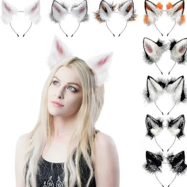 Handgjorda Faux Fur Räv- och Varghörnspannband Halloween Jul Cosplay Festdräkt Tillbehör> Huvudbonader