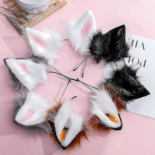 Handgjorda Faux Fur Räv- och Varghörnspannband Halloween Jul Cosplay Festdräkt Tillbehör> Huvudbonader