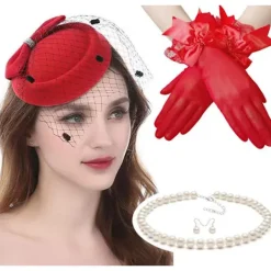 Handgjorda 1920-tals pannband Cosplay set för kvinnor Red> Huvudbonader
